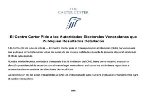 Comunicado centro carter