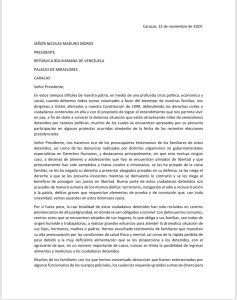 Carta a Nicolas Maduro